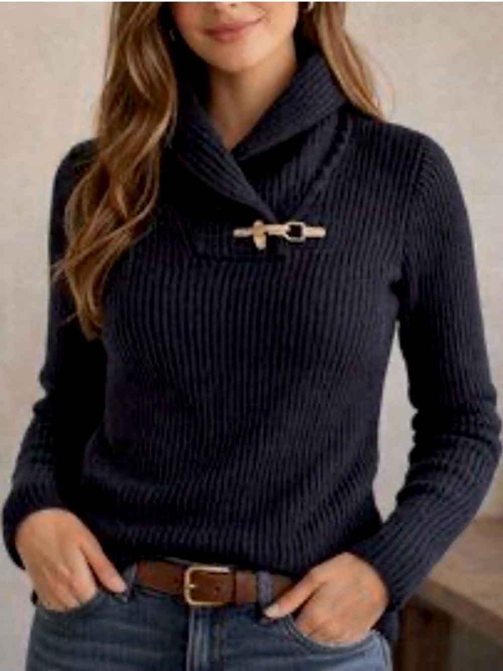 NWOT Lauren Ralph Lauren Ribbed Shawl Collar Sweater